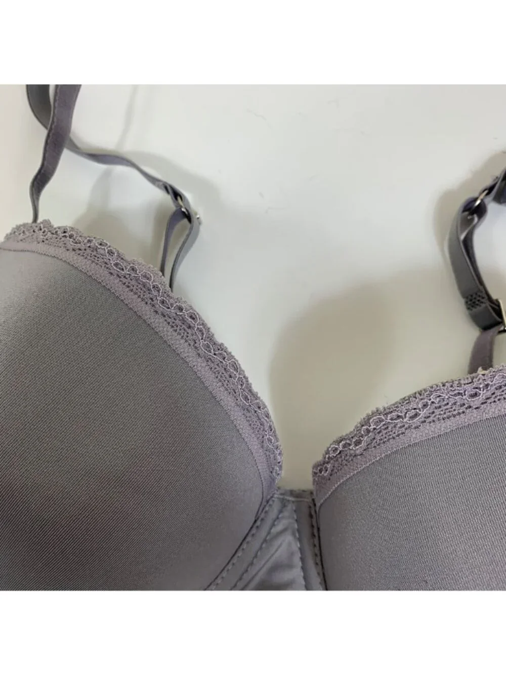 Tahari Push Up T-Shirt Bra 36B Dove Gray Padded Underwire Everyday Minimalist